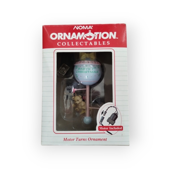 VINTAGE NOMA REVOLVING MOTION ORNAMENT BABYS 1ST CHRISTMAS MOBILE BABY RATTLE - Picture 1 of 2